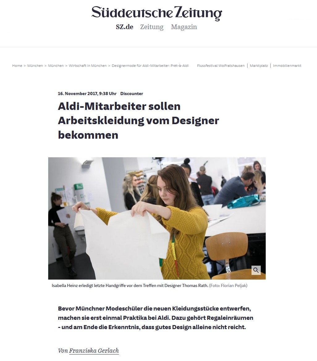 Süddeutsche Zeitung: Aldi-Mitarbeiter sollen Arbeitskleidung vom Designer bekommen