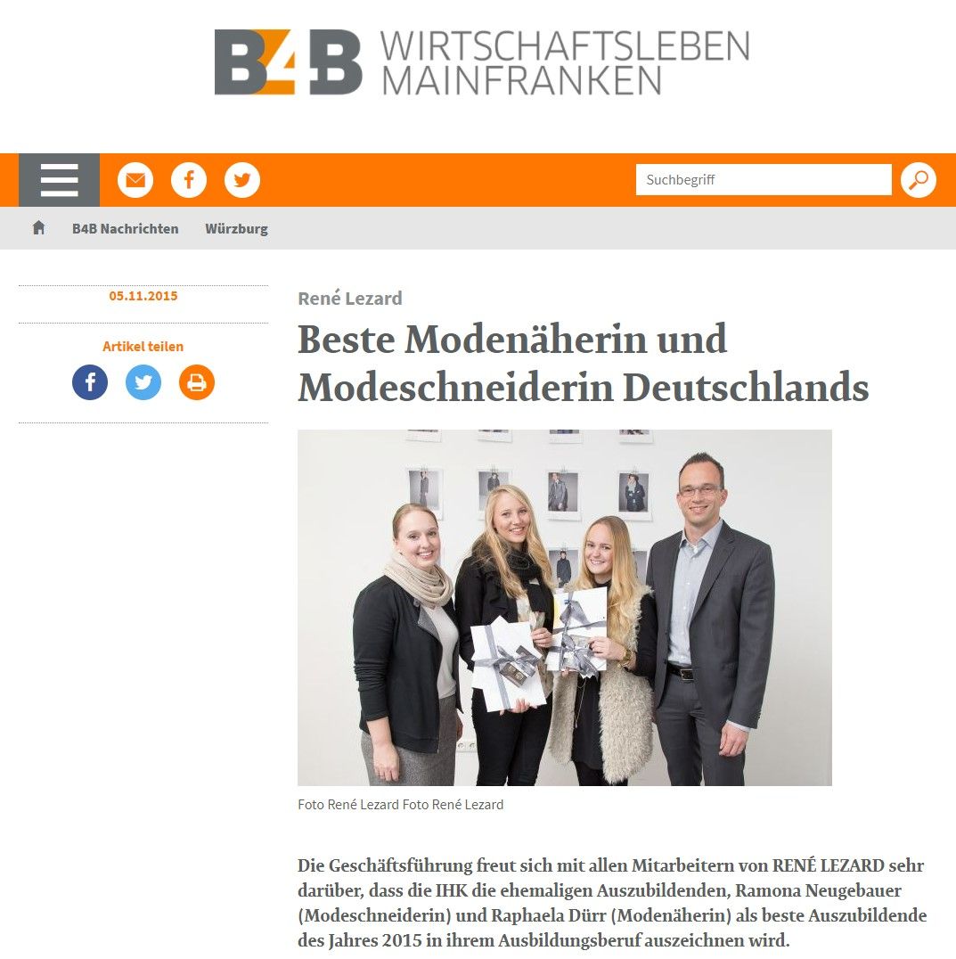 B4B Mainfranken: Beste Modenäherin Deutschlands