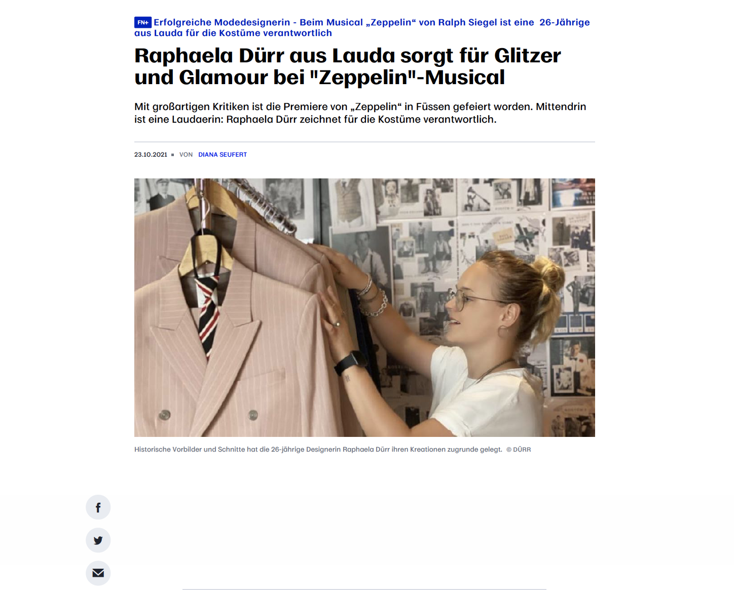 Raphaela Dürr from Lauda provides glitter and glamour for “Zeppelin” musical